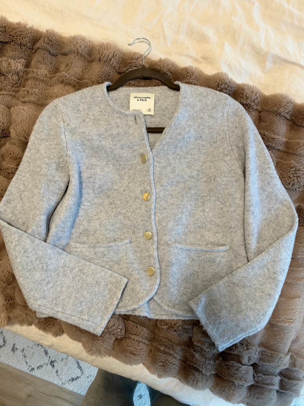 Abercrombie & Fitch Light Gray Snap-Front Kids Blazer